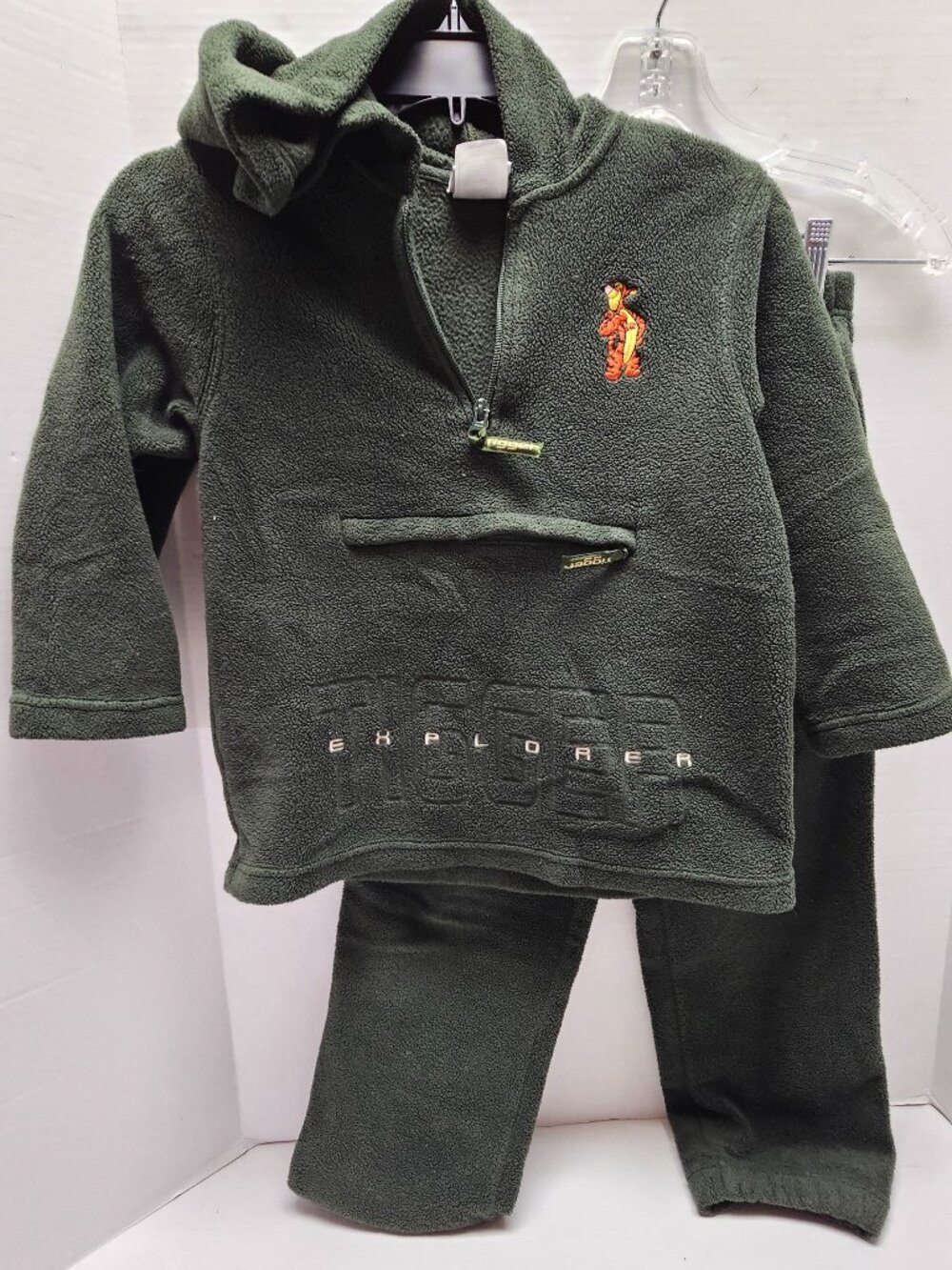Disney Store Green Fleece Hoodie & Pants Sherpa Tigger Winnie Pooh Embroidered